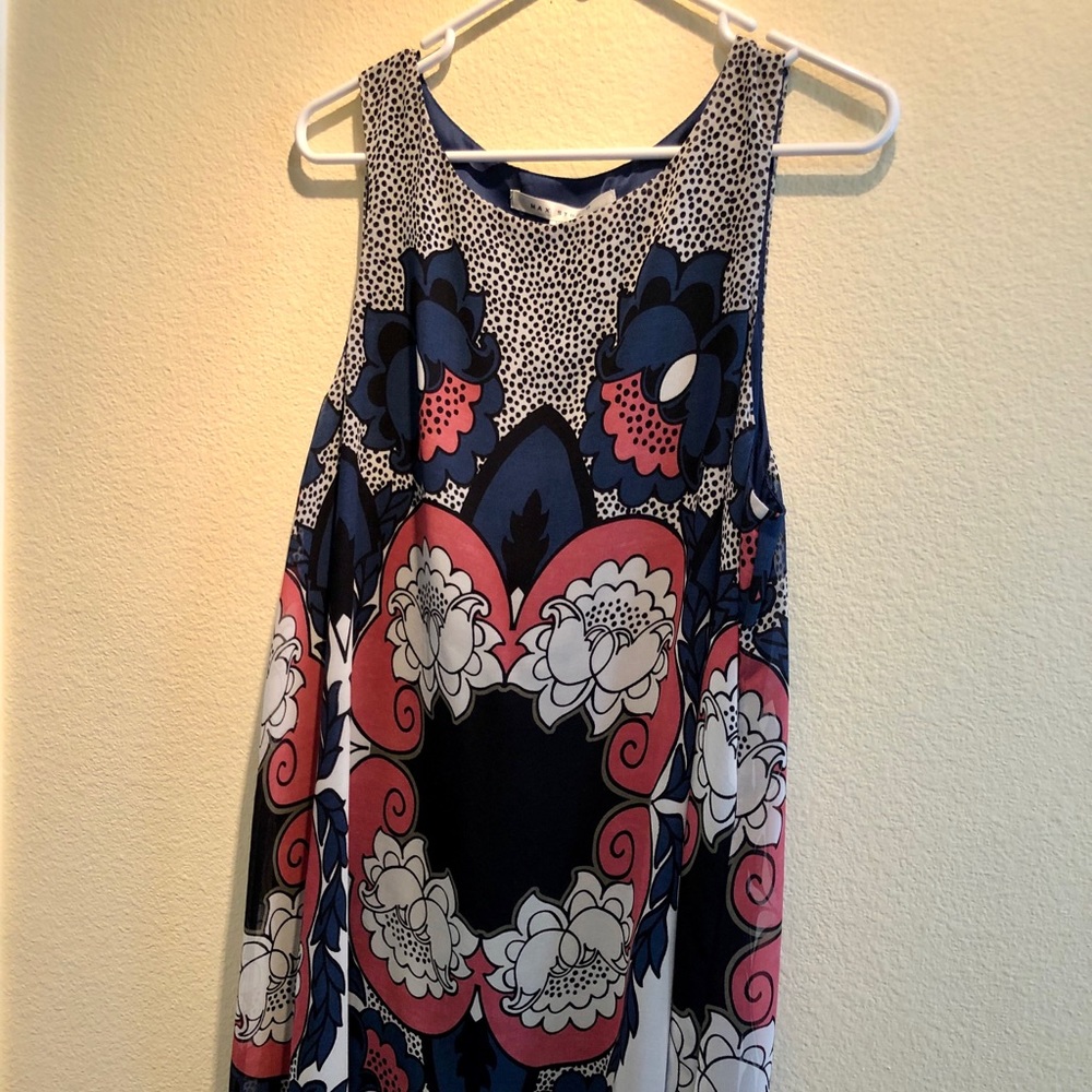 max studio navy and pink swing dress NWT